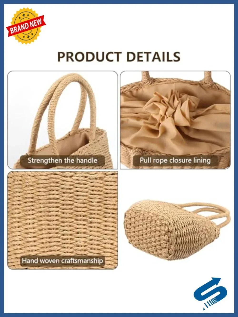 Straw Hobo Bag Handwoven Crossbody Beach Rattan Shoulder Purse